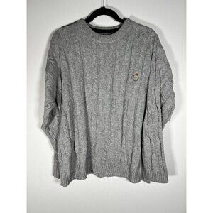 Vintage Y2K Chaps Ralph Lauren gray cable knit logo embroidered sweater L preppy